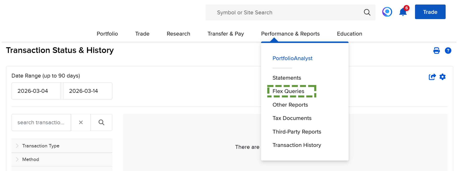 Navigate to Flex Queries in Interactive Brokers Client Portal