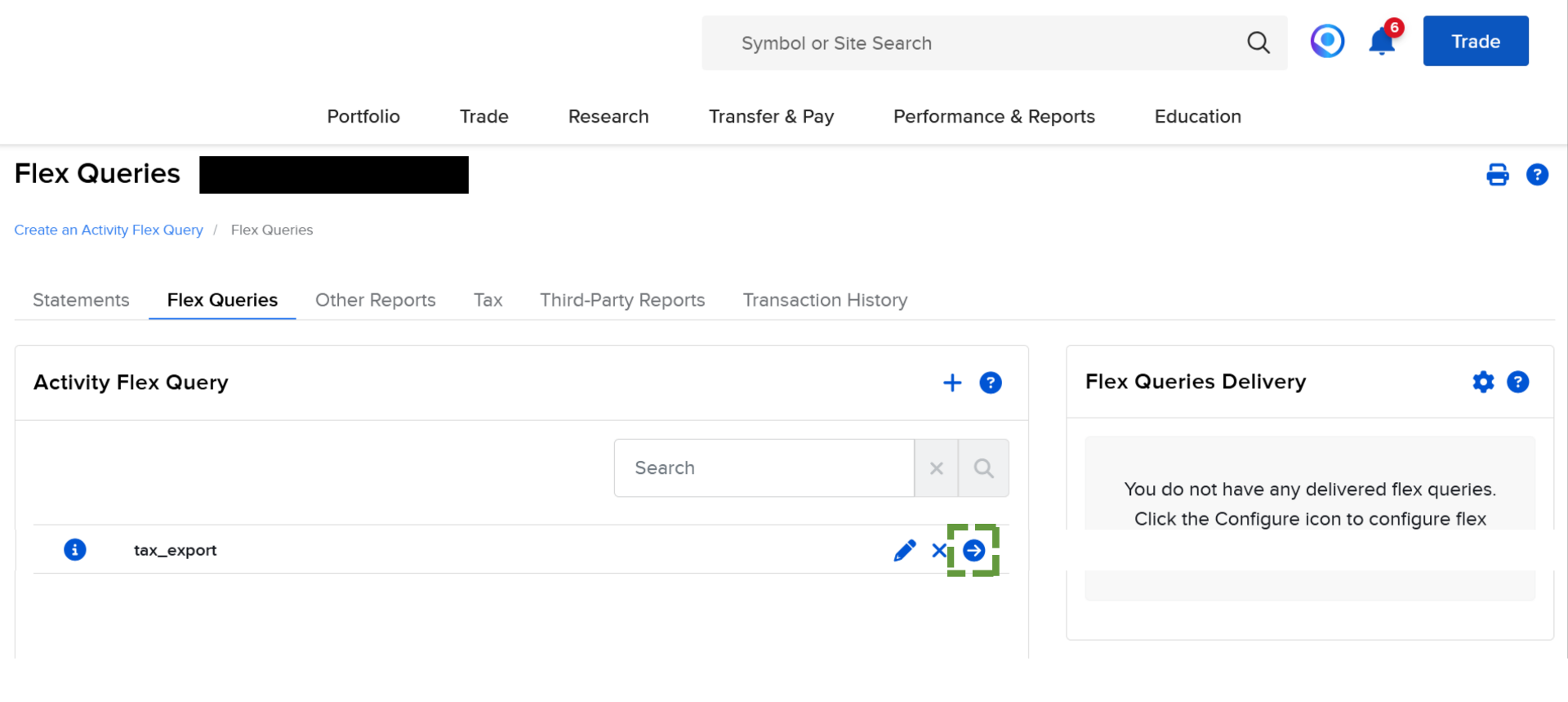 Click play button to start Flex Query