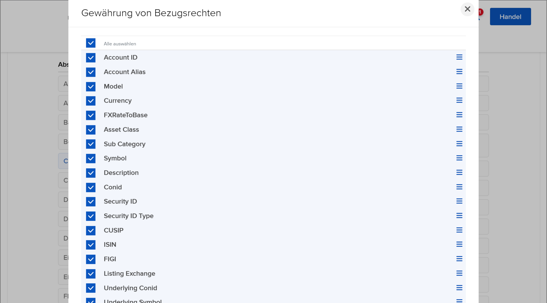Konfiguration Gewährung von Bezugsrechten