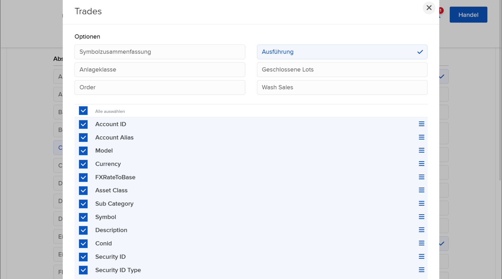 Konfiguration Trades